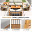 6-Piece Acacia Wood Modular Outdoor Sofa Set - 7 Seats, 2 Tables, Thick Removable Cushions