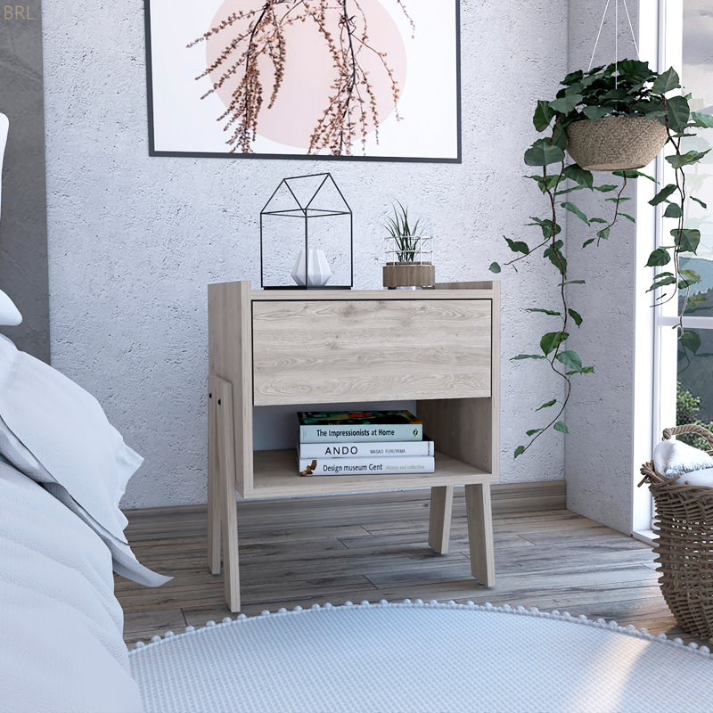 Table de chevet style simple Sandinavian, Gris clair