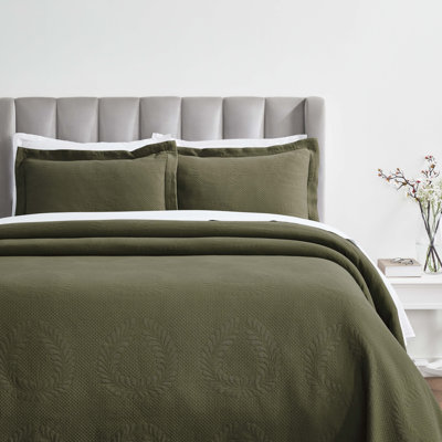 Ensemble de couvre-lit à motif floral en jacquard matelassé 3 pièces Peploi