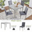 Ensemble de table de salle à manger 5 pièces, ensemble de table de cuisine avec une table carrée et 4 chaises rembourrées, table de salle à manger en bois avec décoration en cristal et ensemble de chaises pour la cuisine, la salle à manger, gris argenté