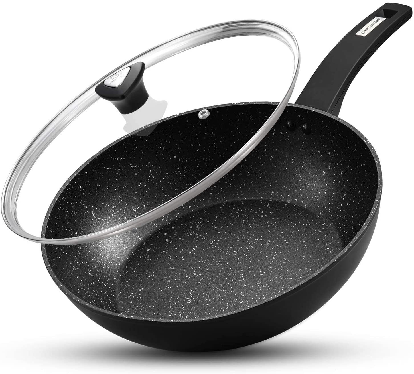 KOCH SYSTEME CS CSK 11 Inch Nonstick Wok Pan with Lid, Ceramic Wok pan with  Heat Insulation Handle, 100% APEO & PFOA-Free Non-Stick Coating, Skilllets