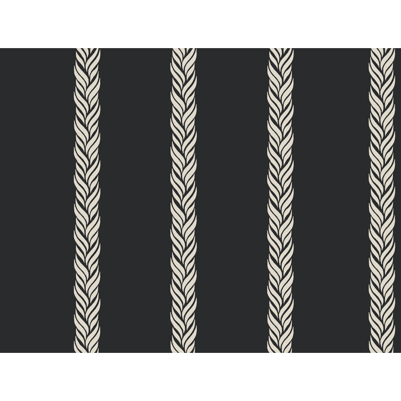Braided Stripe Striped Wallpaper Double Roll by Ronald Redding, Black