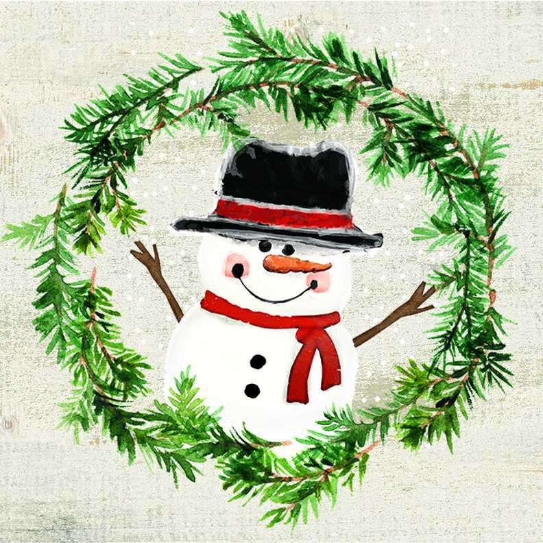 Rustic Christmas Wreath - reproduction sur toile tendue, H 20 po x l 20 po