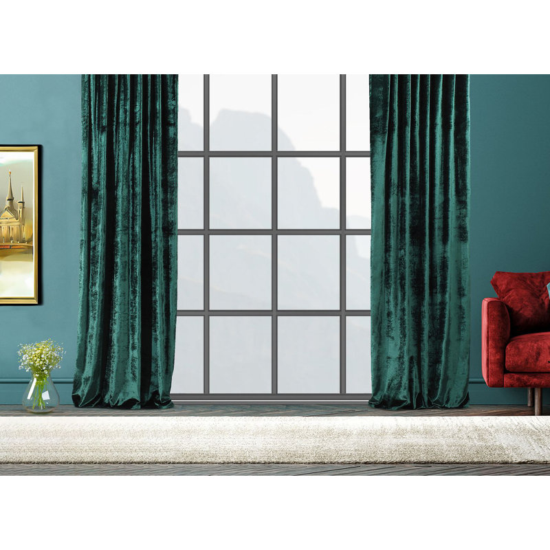 Room Darkening Single Curtain Panel, 260cm Width x 500cm Drop, Dark Green