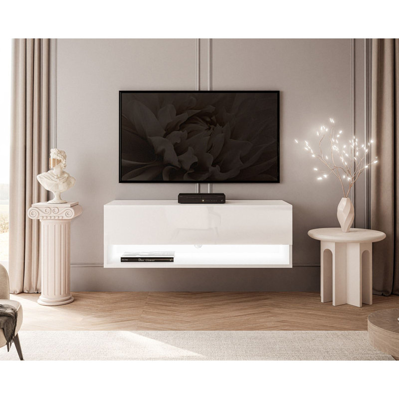Christionna Calante Wall Cabinet with LED Lighting, High-gloss White