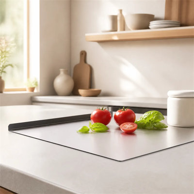 Brushed stainless steel cutting board, non-slip edged worktop extension board, multi-purpose chopping board/dough mat, suitable for filling gaps around the sink and for food preparation