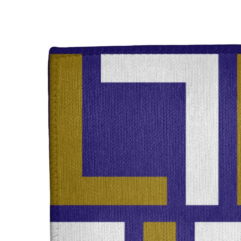 Tapis géométrique mauve / blanc / jaune, Rectangle 4 pi x 6 pi