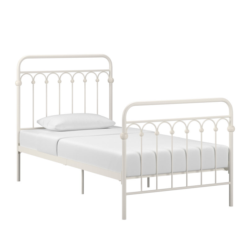 Lit plateforme Eyres, Blanc cassé, Simple