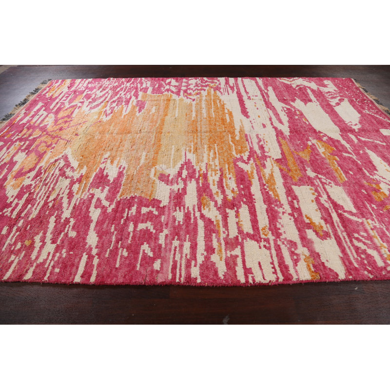 Tapis marocain abstrait en laine noué à la main 9 x 13