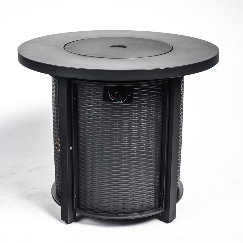 Table ronde au feu au propane de 30 pouces, 40000Btu, table de fosse à usage extérieur Lava Rocks 40000Btu pour le jardin, 30 pouces, plateau en acier inoxydable