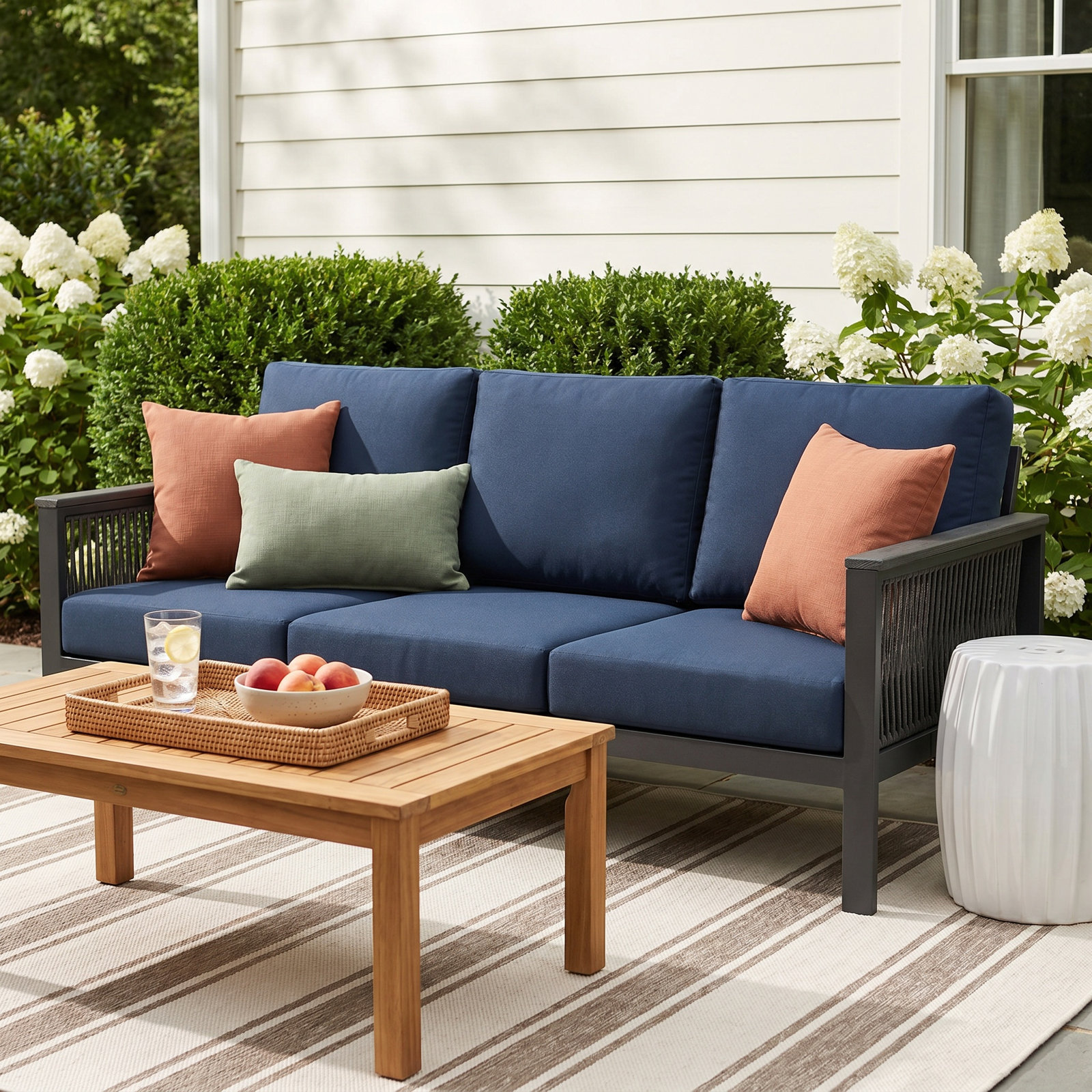 Townsend 80" Sunbrella® Patio Sofa, Canvas White Sunbrella® Canvas
