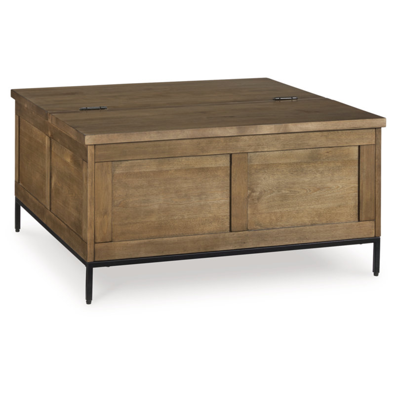 Contemporary Black and Brown Square Lift-Top Coffee Table with Storage