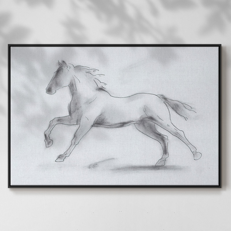«Smoke Stallion II», peinture sur toile encadrée, H 17 po x l 25 po x P 2 po, Cadre noir