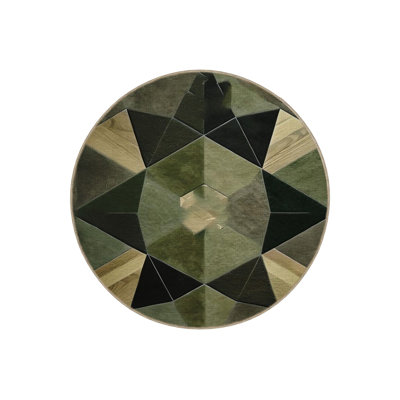 Green Themed Geometric Patterned Creative Modern Decorative Rug
