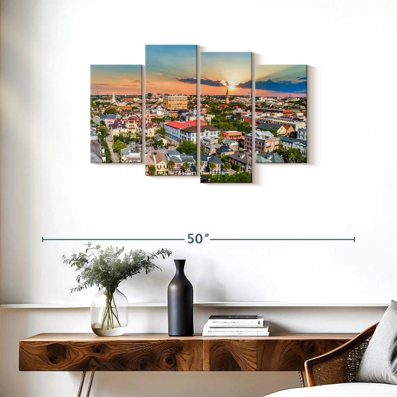 Vue aérienne du centre-ville de Nicci, Charleston, H 22 po x l 36 po