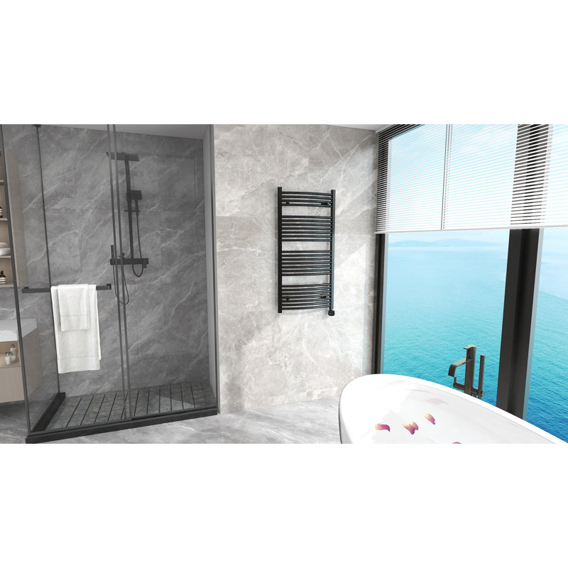 Curved Towel Rail Towel Warmer, Matte Black