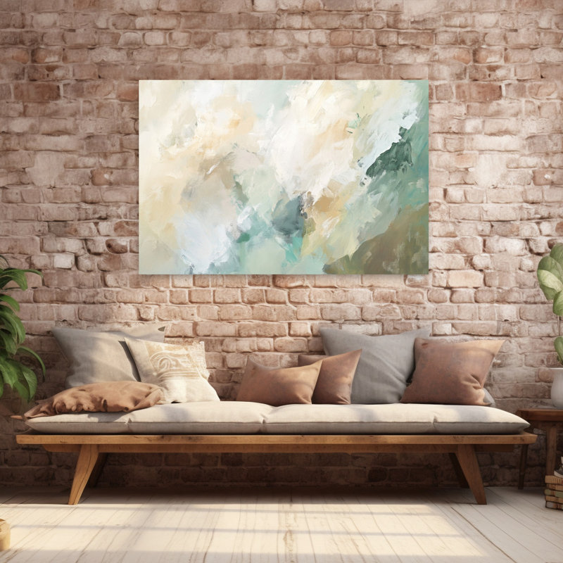 Art mural abstrait vert abstrait, 40" H x 60" W
