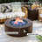  42-Inch Round Iron Propane Fire Pit Table with Tank Cover and Wind Guard, Dark Brown-1773554049