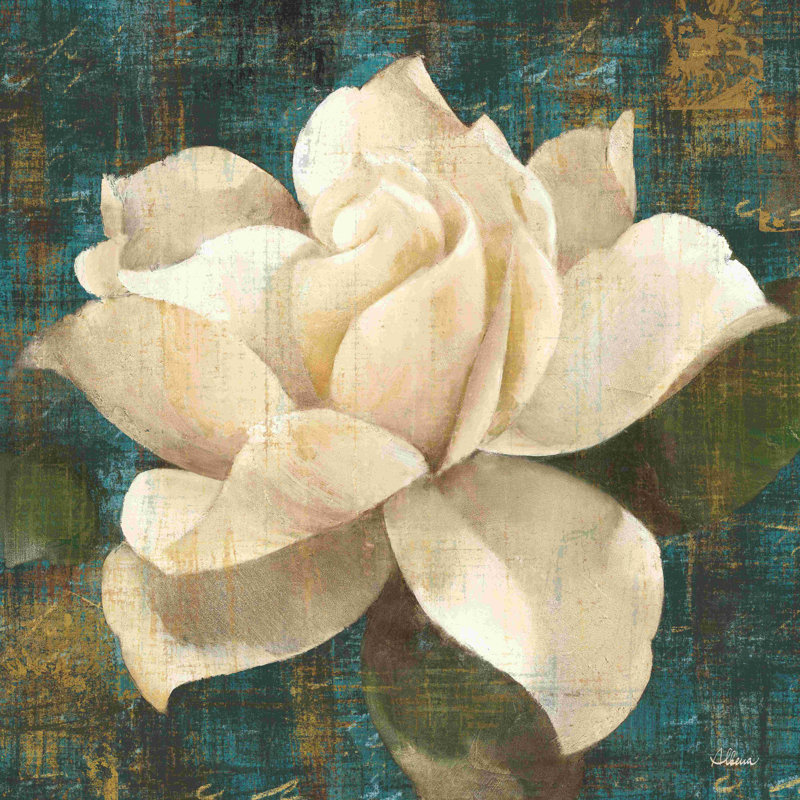 «Gardenia Blossom Turquoise» par Albena Hristova - impression sur toile tendue, L 30 po x H 30 po