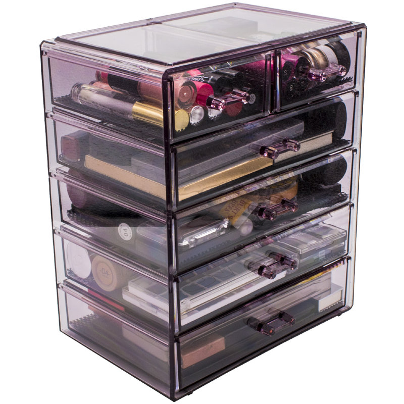 Purple Clear Acrylic 7-Drawer Makeup and Jewelry Organizer