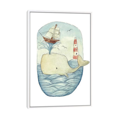 «Cute Whale in the Sea» par Mike Koubou - impression d'art graphique
