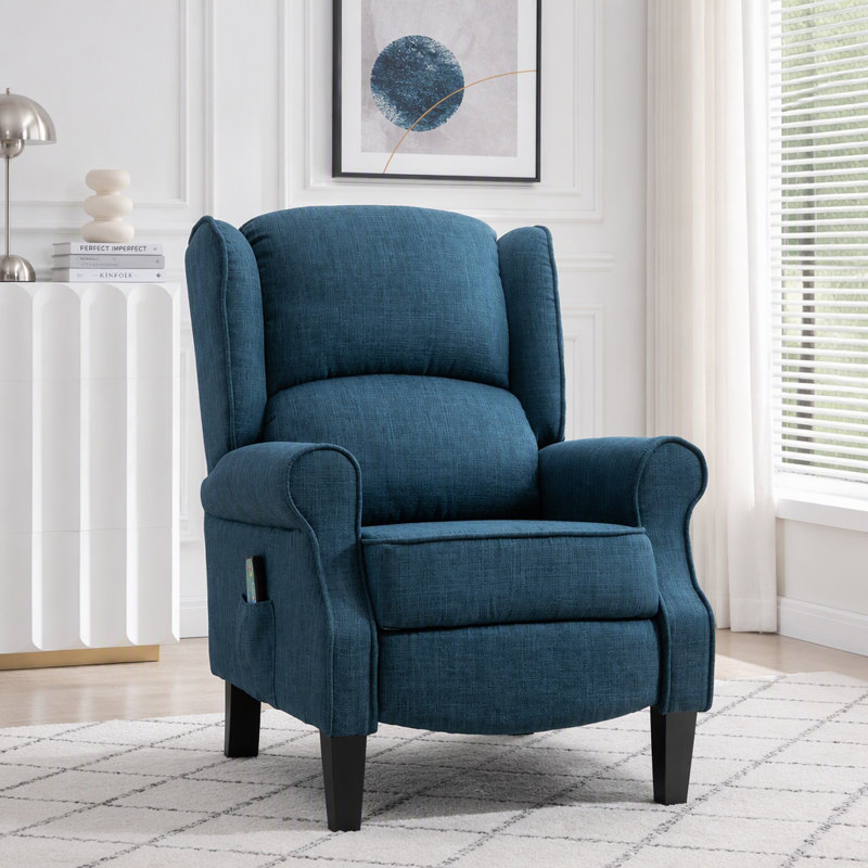 Fauteuil de massage inclinable avec fonction chauffante, Polyester bleu