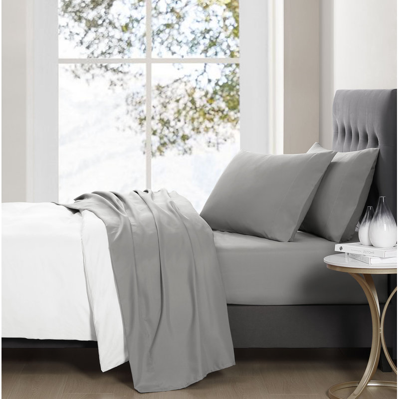 Cooling Threads-4 Pc Solid Cooling Sheet Set, King Sheet Set + 2 Pillowcases, Dark Grey