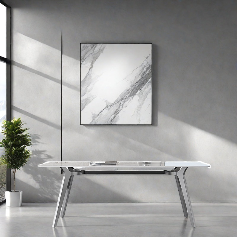Natural-textured Stone Table with Spacious Space., 29.53"H x 55.12"L x 31.5"W
