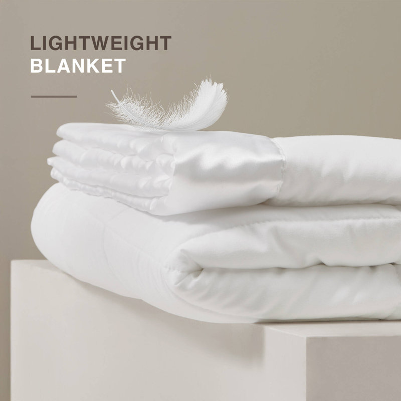 Lightweight Down Alternative Blanket with Satin Trim, King, White