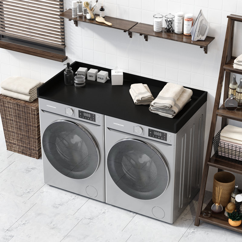 OfficeSimpli Washer Dryer Countertop 27.5 x 54 Heavy-Duty Laundry Countertop Over Washer and Dryer, Laundry Room Countertop Organization Solution with Non-Slip Pads, Black