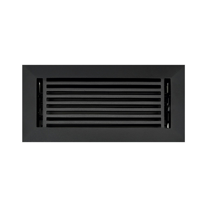 Retour d'air en fonte d'aluminium massif, Plancher sans trous de vis, Noir thermolaqué, 5-1/2" x 9-3/4"