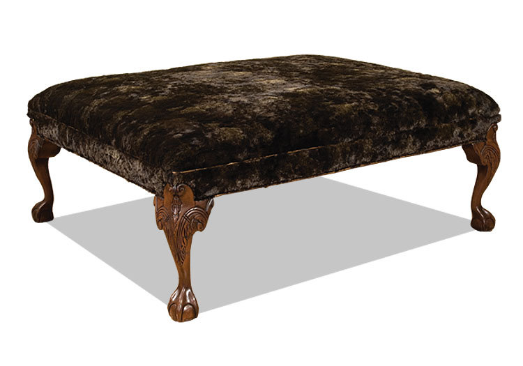 Leather Ottoman, Africa Antique Red, Brushy Bayou