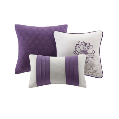 Literie pour lit simple / simple TG en gris taupe / mauve avec coussins en suède Édredon et accessoires de lit