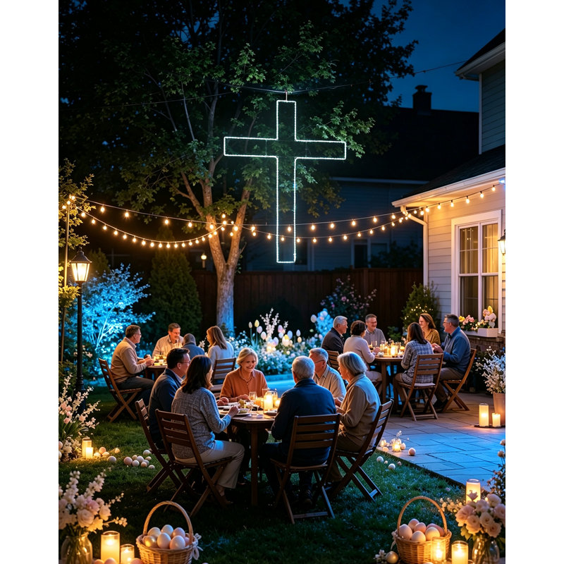 Enseigne lumineuse croix de 72 pouces, blanc froid
