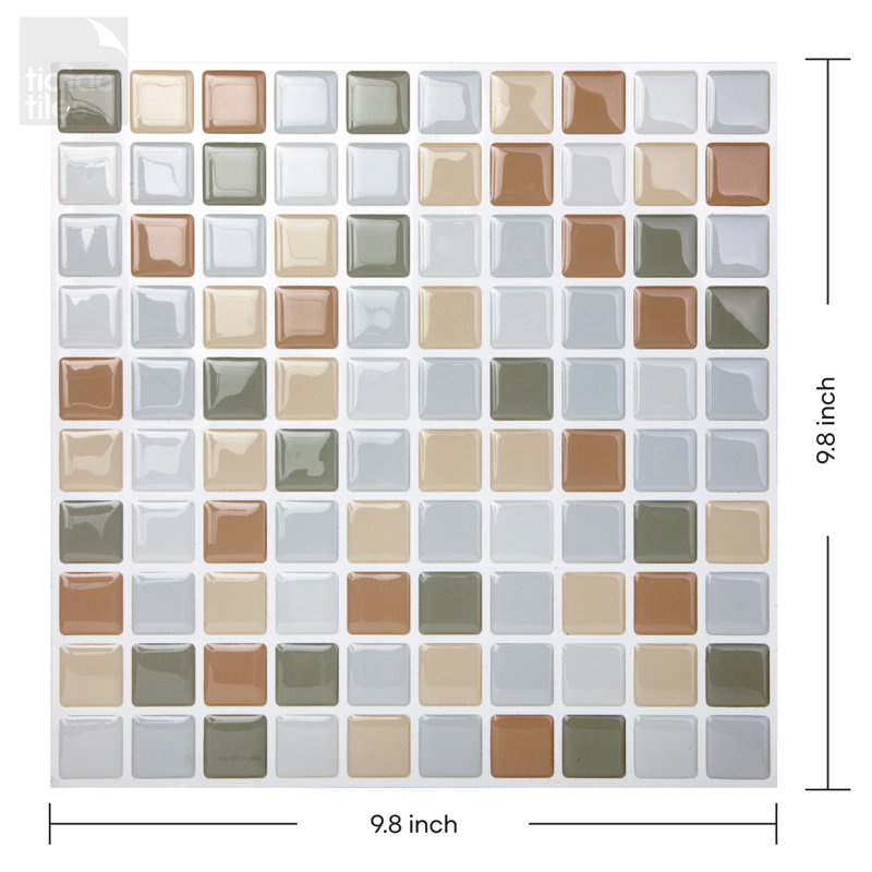 Carreau de mosaïque auto-adhésif en PVC l 10 po x L 10 po