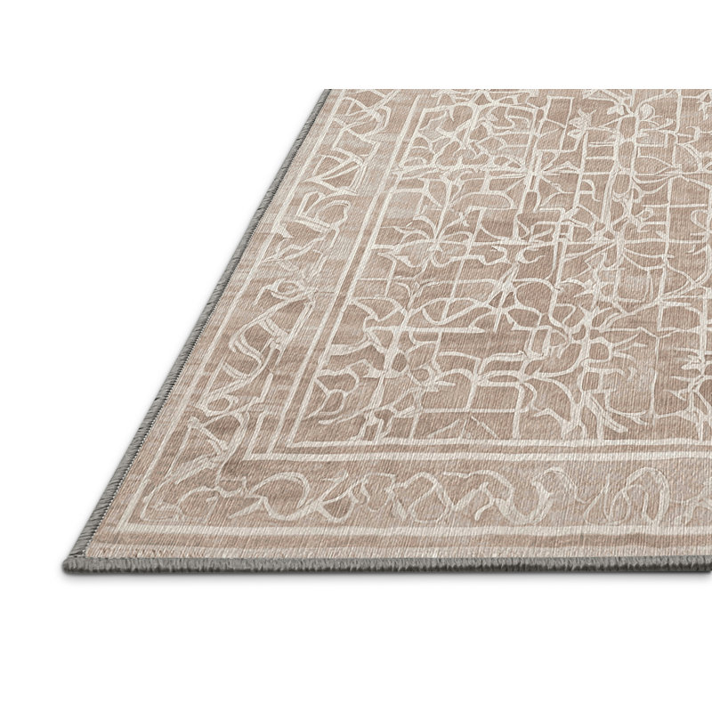Machine Washable Gray Area Rug, Rectangle 6' x 9'