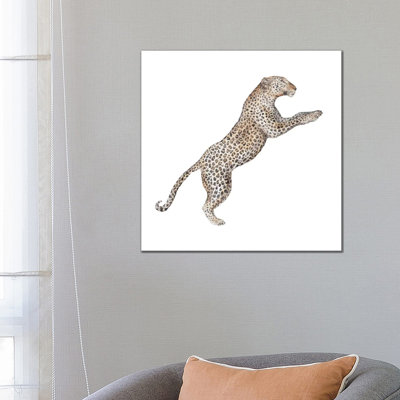 Leaping Leopard by Wandering Laur - Wrapped Canvas Print