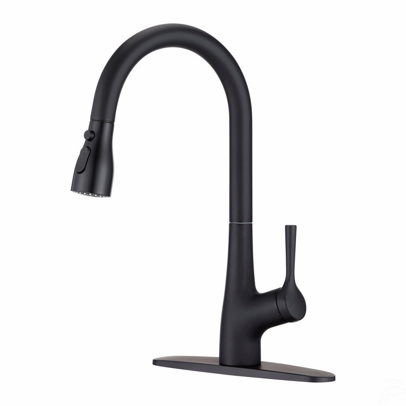 Single Handle Pull Down Kitchen Sink Faucet, Matte Black