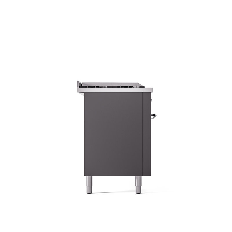 ILVE Nostalgie II 60 in Dual Fuel Range, 7 Burner, Griddle, Frenchtop, Antique White/Burnished, Liquid Propane