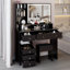 Meuble-lavabo de 41 po avec tiroir à gauche et tabouret rembourré 41 po, miroir à DEL très grand à commande tactile, interrupteur à 3 couleurs, commode à plusieurs niveaux avec rangement haute capacité