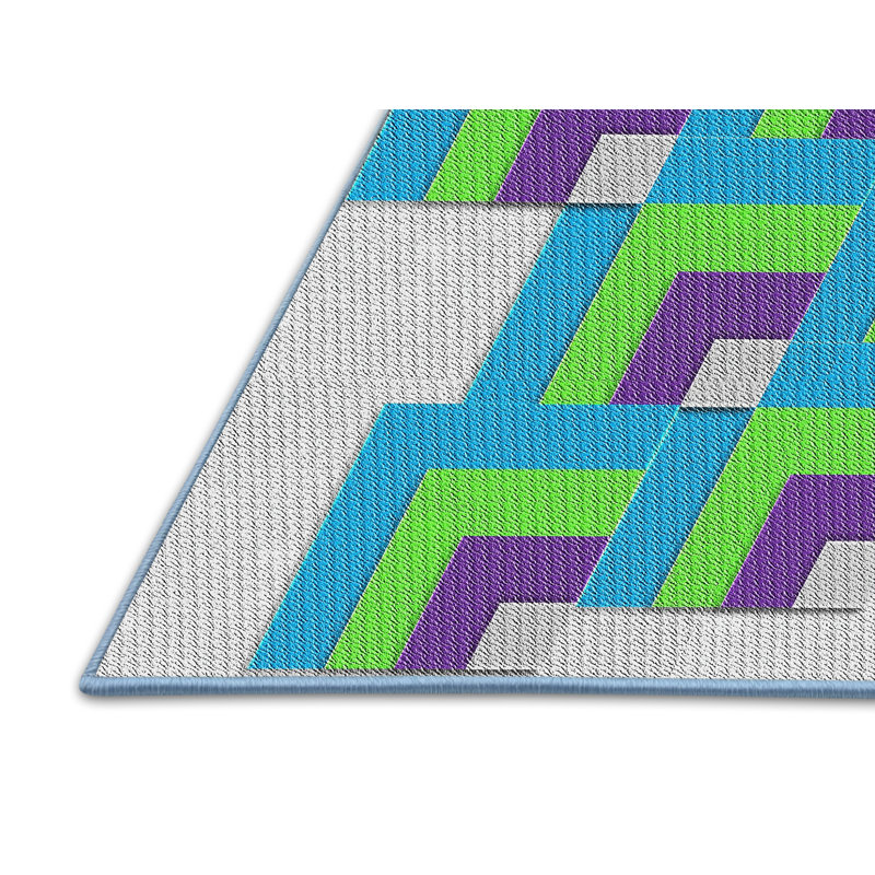 Tapis bleu à motif géométrique Kistler, Rectangle 2 pi x 3 pi