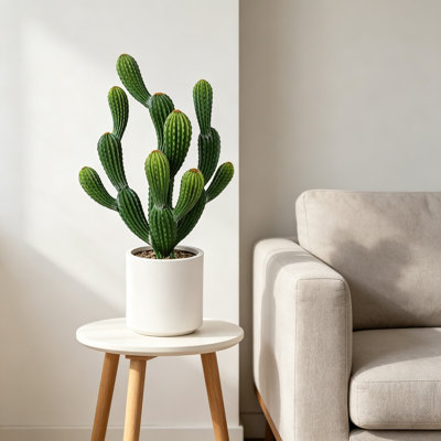 2.6ft Realistic Tall Artificial Cactus Plant, UV Resistant Faux Potted Desert Plant with Planter & Real Gravel for Home Office Decor