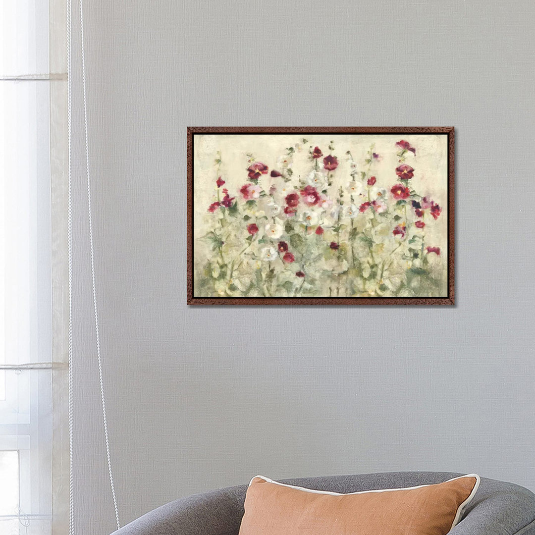 Leinwandbild Hollyhocks Row Cool von Cheri Blum