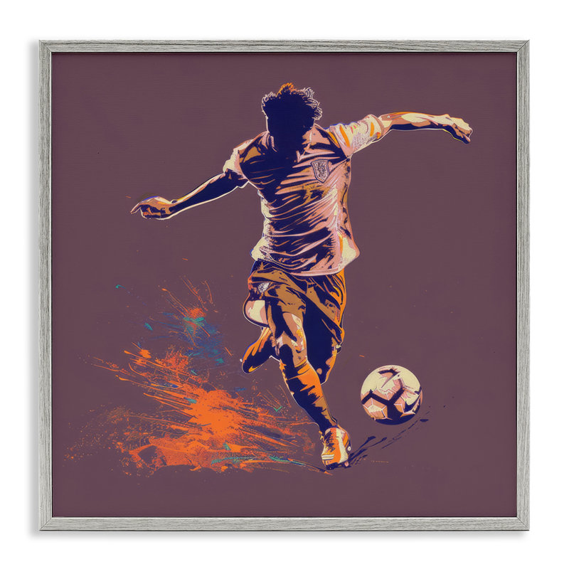 Winning Goal Abstract Athlete Framed Giclee Art by Lazar Studio, Farmhouse Grey Framed Giclee, 17" H x 17" W