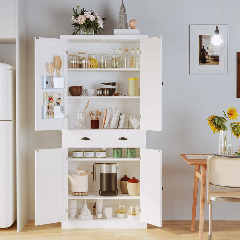 Garde-manger de 72,6 po de hauteur avec 4 tablettes réglables et armoire de rangement avec 4 portes Dundald pour la cuisine et le salon