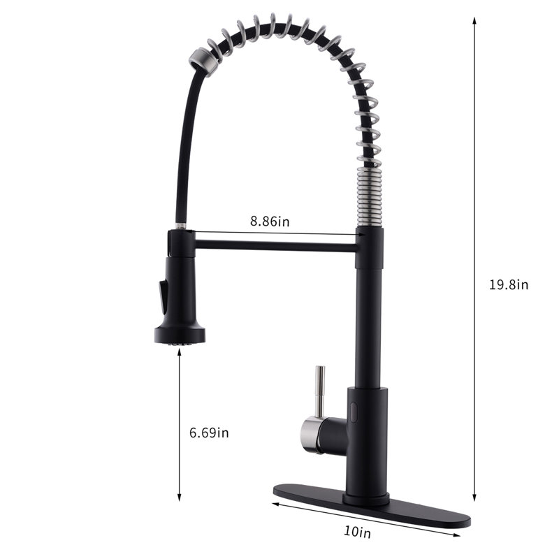 Robinet de cuisine rétractable sans contact GAweza, Nlckel / noir