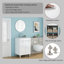 Ensemble de meuble-lavabo de 24 po avec lavabo, portes doubles avec charnières à fermeture douce, armoire de salle de bain avec tablette ajustable, poignée en métal, lavabo en céramique, pieds argent réglables, blanc brillant-119117012
