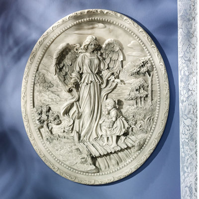 Children's Guardian Angel Plaque Wall Sculpture