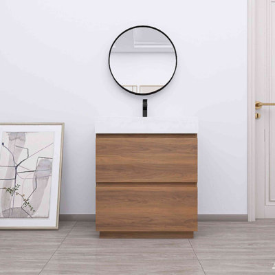 30'' Free-standing Single Bathroom Vanity With Resin Vanity Top -  Ebern Designs, E013B3B385654E23BC471FF12BDD7F02