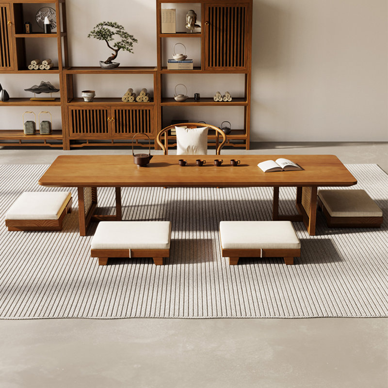 Brown Rectangular Solid Wood Coffee Tables, 13.78" H x 70.87" L x 23.62" W
